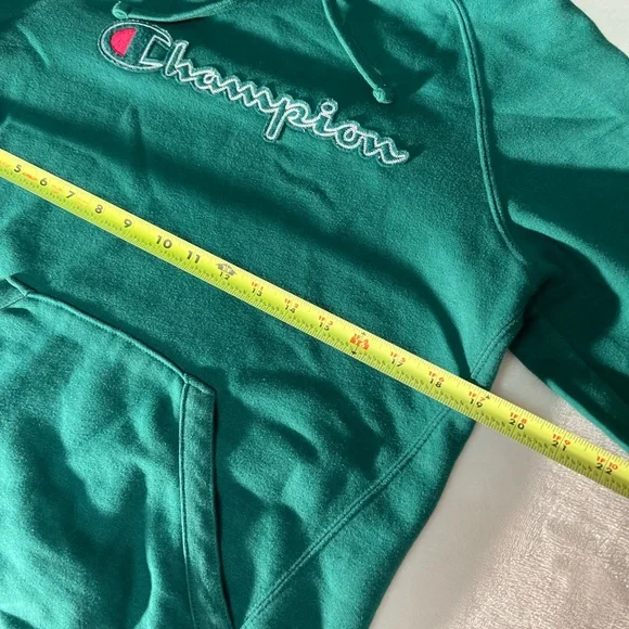 Champion Spellout Hoodie Medium Green Cotton Blend - Picture 7 of 7